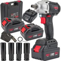 Pistol impact cu acumulator, 20 V, 4 Ah, 380 Nm, 4 tubulare incluse, Red Technic