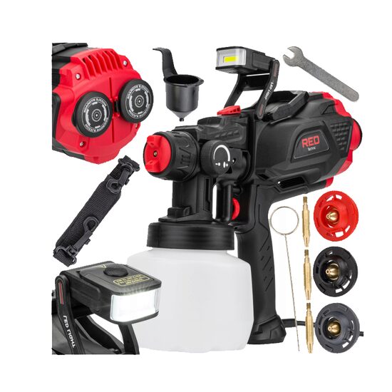 Pistol vopsit electric HVLP , 650 W, capacitate rezervor de vopsea 1200 ml, duze 1,0 / 1,8 / 2,5 mm Red Technic