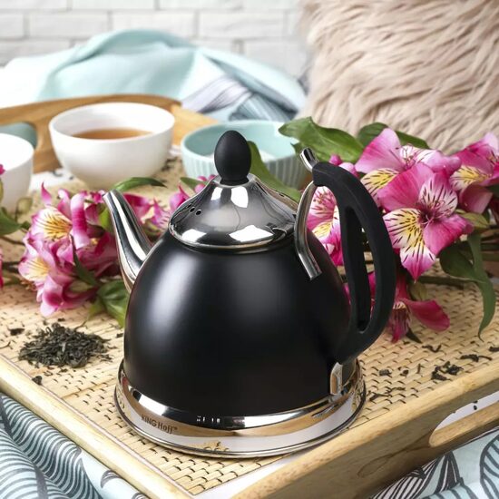 Ceainic cu sita, inox 1l, negru, Kinghoff