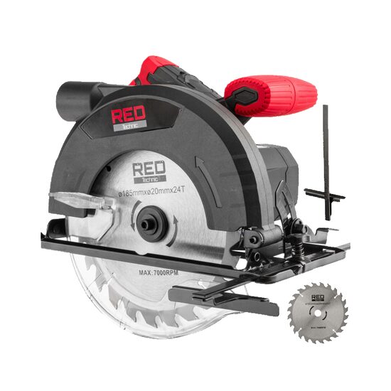 Fierastrau circular de mana, pentru taierea lemnului, 2300 W, disc 185mm, adancime taiere 65mm, Red Technic