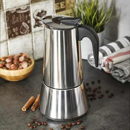 Espressor de cafea pentru aragaz, 0.6L, argintiu,  KingHoff