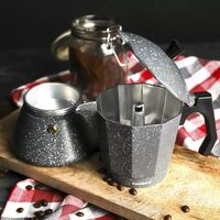 Espressor de cafea pentru aragaz, marmorat negru, 0.3L, Kinghoff