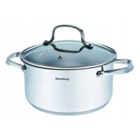 Oala din inox cu capac din  sticla, 16cm 1.8litri, compatibila cu toate tipurile de aragaz, Klausberg