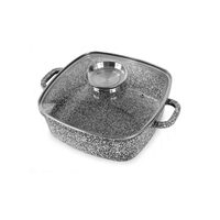 Vas pentru cuptor termorezistent, strat antiaderent marmura, cu capac, 4.4l, 24x24x10 cm, Klausberg

