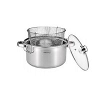 Oala din inox cu sita-cos pentru prajit, cu capac sticla, 24 cm 5.5l itri Kinghoff