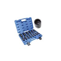Set tubulare impact in 12 colturi, 10 - 32 mm, 14 piese, 1/2", Asta