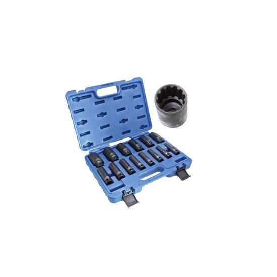 Set tubulare impact in 12 colturi, 10 - 32 mm, 14 piese, 1/2", Asta