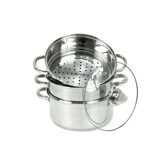 Set de 4 piese, oala pentru fiert cu abur, inox, 24 cm 5 litri Kinghoff
