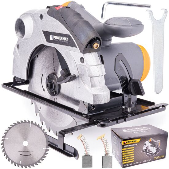 Fierastrau circular de mana cu laser pentru lemn, 2250 W, Powermat 