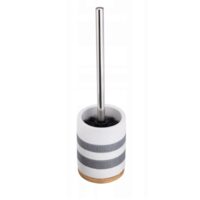 Set perie WC cu suport din ceramica alb, gri, dimensiuni 36 x 8,5 x 8,5 cm, Sepio

