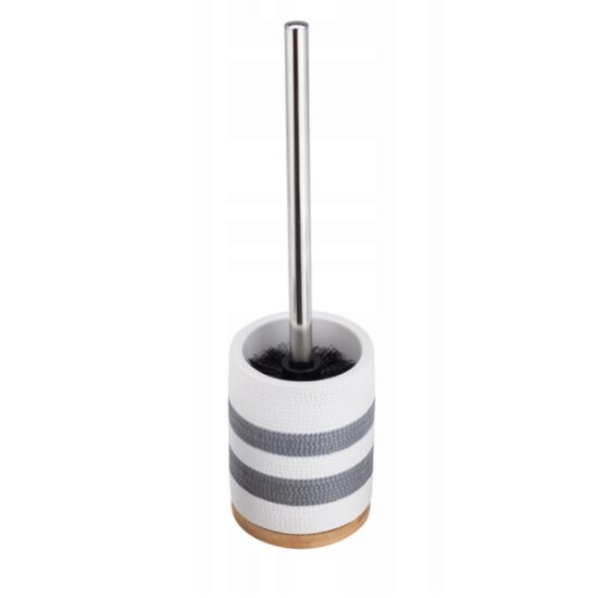 Set perie WC cu suport din ceramica alb, gri, dimensiuni 36 x 8,5 x 8,5 cm, Sepio

