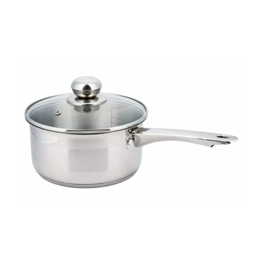Cratita din inox cu capac sticla, 1.5litri, 16cm,fund termic multistrat, Kinghoff