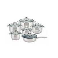 Set de 6 oale din inox cu capac sticla, fund termic multistrat, Kinghoff