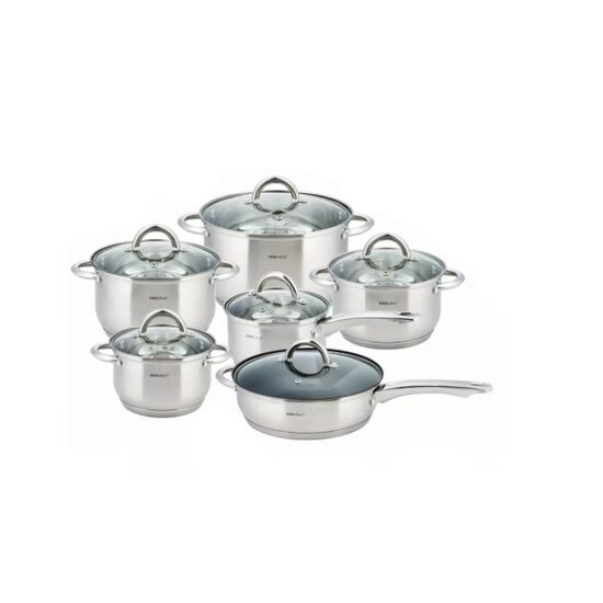 Set de 6 oale din inox cu capac sticla, fund termic multistrat, Kinghoff
