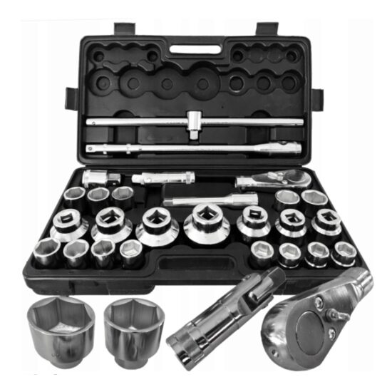 Trusa chei tubulare mari 26 piese 3/4 " 21- 50 mm, 1" 55-60-65 mm Verke