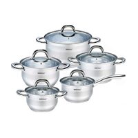 Set 5 oale cu capac, Inox, dimensiuni 16/16/18/20/24cm, Fund termic multistrat, Kinghoff
