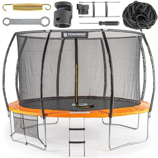 Trambulina de gradina 366 cm, cu plasa de protectie si scara, Powermat