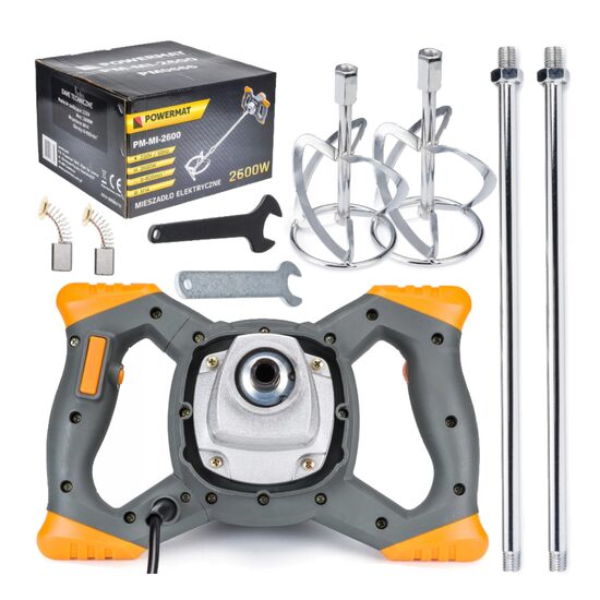Malaxor vopsea, amestecator mortar, tencuiala 2600 W cu 2 melci, Powermat