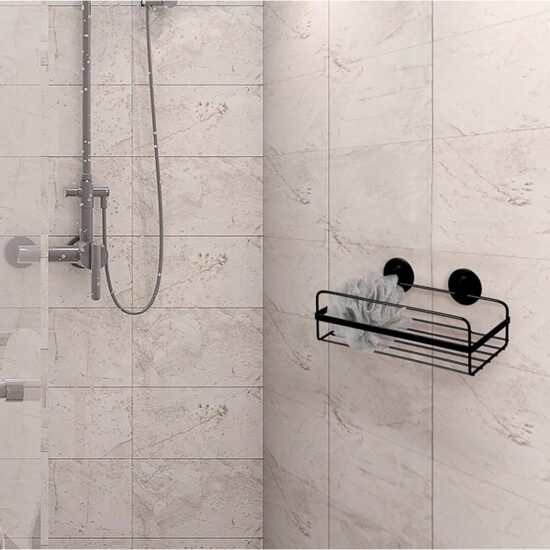  Etajera, raft pentru baie cu vetuze, 83x258x5 mm, Negru, Sepio