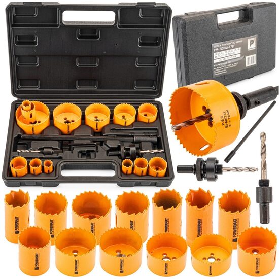 Set 17 carote, burghie pentru metal, lemn, Powermat