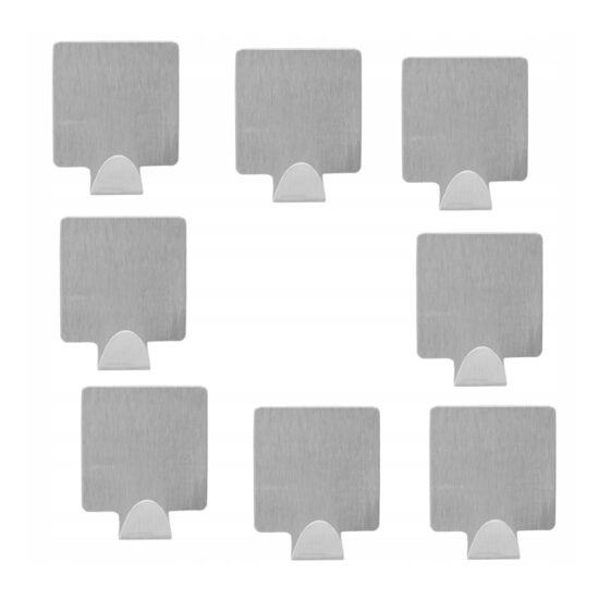 Set 8 agatatori cuier autoadezive, inox, dreptunghiulare Sepio