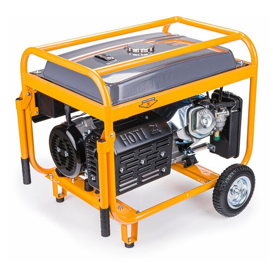 Generator curent electric 6500 W, 6,5 KW, 220 V, Pornire la Cheie, Automata, Roti si Manere, stabilizator de tensiune (AVR), monofazat, protectie suprasarcina, Powermat