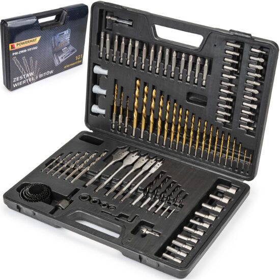Trusa, set 101 piese de burghie, lemn, metal, beton biti, Powermat 