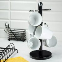 Suport pentru cesti, otel, 36 x 15 cm, negru, Kinghoff