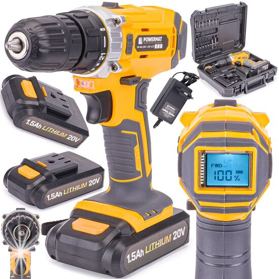 Filetanta afisaj LCD 2, acumulatori 20V1.5Ah, bormasina pentru gaurit, Powermat