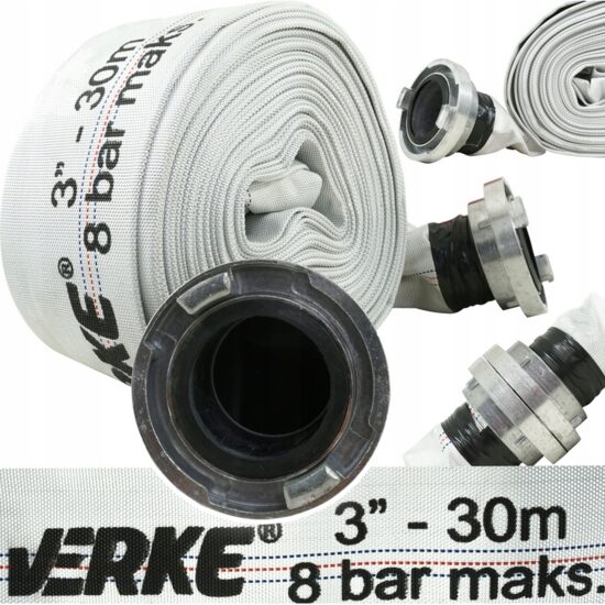 Furtun apa irigatii tip pompieri 8 bari, 3" toli 30 metri Verke