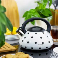  Fierbător tradițional cu fluier fabricat din inox, ceainic 3 litri, 17-21.5 cm, alb, Klausberg