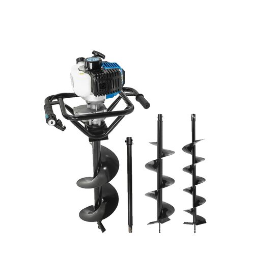 Motoburghiu pe benzina, motor in 2 timpi, 5.2 Cp, 3 burghie 15, 20, 25 cm, foreza pamant, Baug