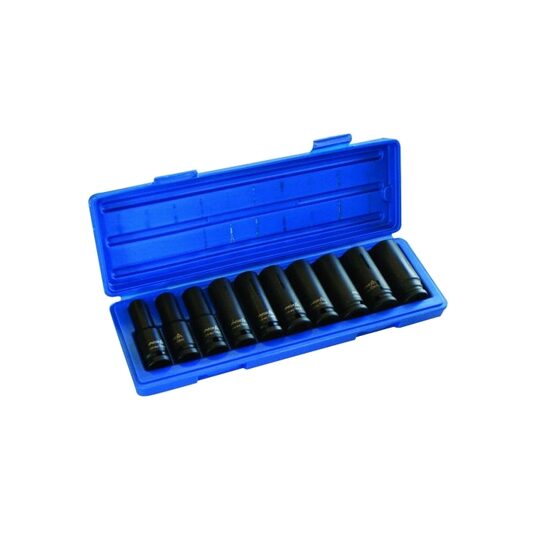 Set chei tubulare de impact 1/2 lungi, 10 - 24 mm, 10 piese, Asta