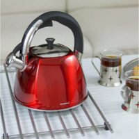  Fierbător tradițional cu fluier fabricat din inox, ceainic 3 litri, 21-24.5 cm, rosu, Klausberg
