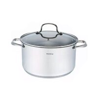 Oala din inox cu capac din sticla, 24cm 5,9litri, compatibila cu toate tipurile de aragaz Klausberg