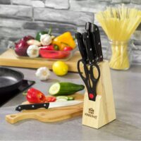Set cutite Inox, 7 piese, suport din lemn, KingHoff