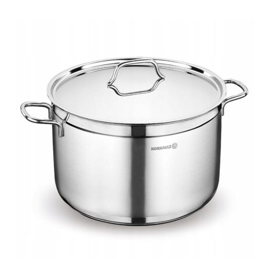 Oala cu capac din inox, 28x18cm 11litri, compatibila cu toate tipurile de aragaz, Korkmaz