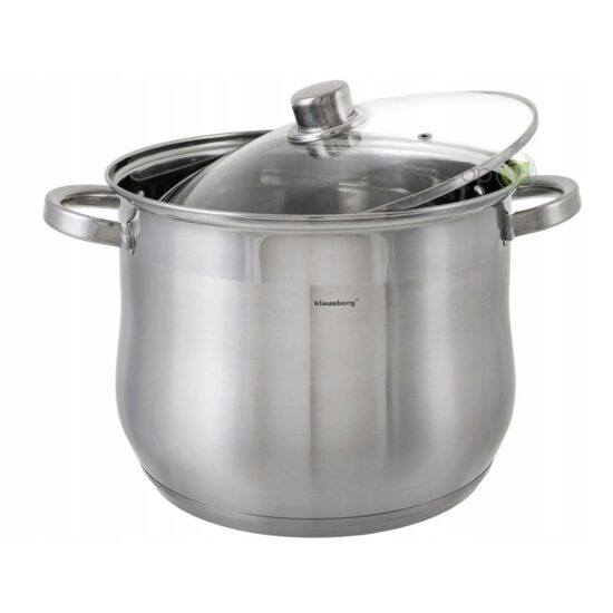 Oala din inox cu capac din sticla, 28cm, fund termic multistrat, 13l Klausberg
