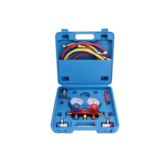 Trusa pentru verificat presiune aer conditionat, umplere instalatie, diagnosticare, incarcare, instalare, manometru presiune, Satra