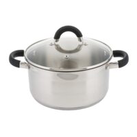 Oala din inox cu capac sticla, 0.5litri, 12cm, fund termic multistrat, Kinghoff