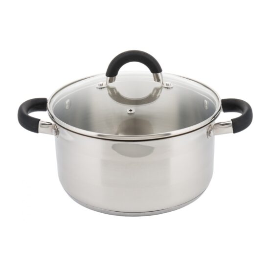 Oala din inox cu capac sticla, 0.5litri, 12cm, fund termic multistrat, Kinghoff