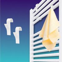 Set 2 carlige din plastic pentru calorifer, 24 x 100 mm, cuier tip carlig pentru prosoape Sepio