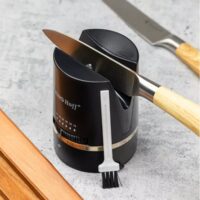 Dispozitiv manual pentru ascutit cutite cu 6 trepte de ascutire, dimensiuni 6.2x8.6 cm negru, Kinghoff