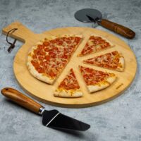 Tava servire pizza, din bambus, 35 cm, KingHoff