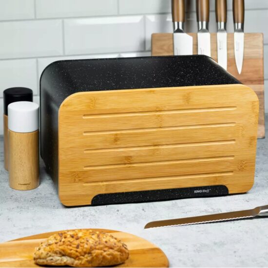 Cutie pentru paine, otel, 35x20,4x21,5 cm neagra,  Kinghoff