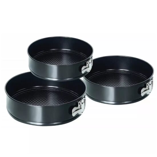 Forma de tort cu strat antiaderent, set 3 piese 24/26/28cm, negru, KingHoff