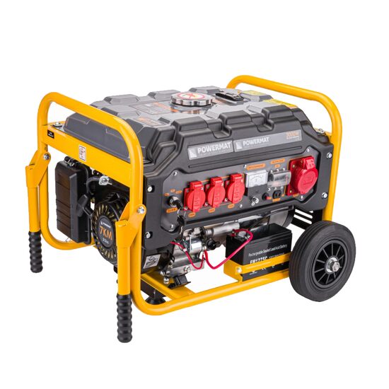Generator de curent pe benzina 3 kw, 2 in 1, monofazic si trifazic, motor in 4 timpi, pornire la cheie si la demaror, stabilizator de tensiune AVR, Powermat
