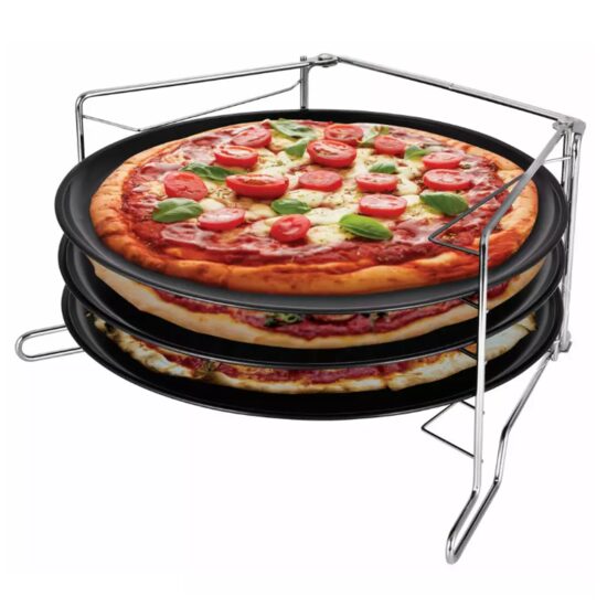 Tava pentru pizza cu strat de marmura, baza din otel, set 4 elemente, 38,5 x 24,3 x 19,6 cm,  Kinghoff