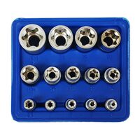 Trusa Set 14 Chei Tubulare Tip E E4-E24 Torx ,Silver, S10628