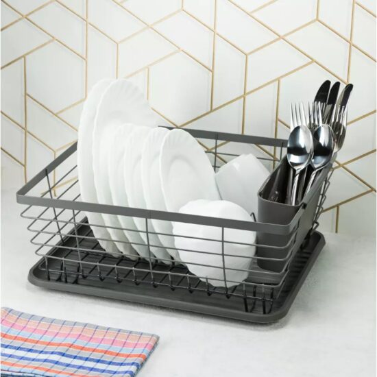 Suport pentru vase, gri, otel-plastic 36,3 x 30,2 x 14,5 cm, Kinghoff